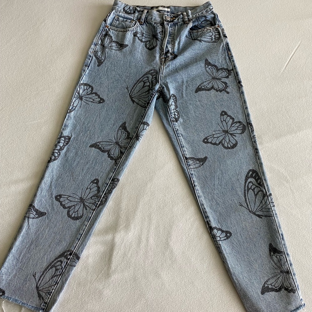 Pacsun Eco Butterfly High Waisted Straight Leg Jeans